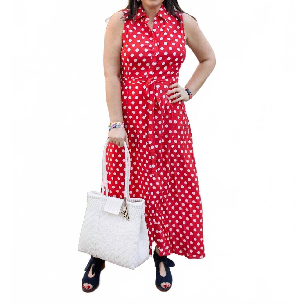 NEW COMPANIA FANTASTICA polka dot dress in white & red